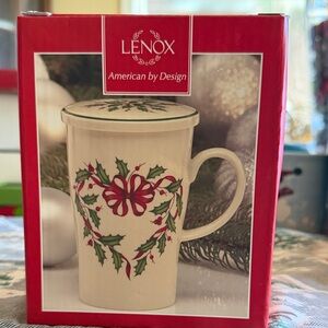 Lenox Festive Cream and Red Holiday Mug